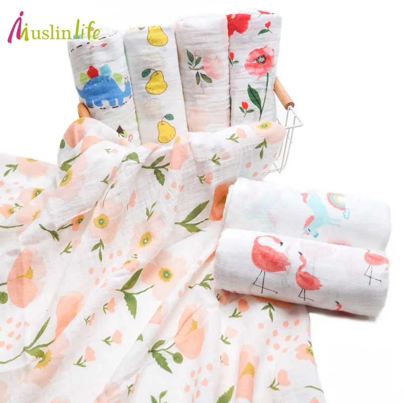

Детское хлопковое Пеленальное Одеяло Muslinlife, 2-слойное, дышащее, муслиновое, многофункциональное, одеяло для детской коляски, 110 х 110 см