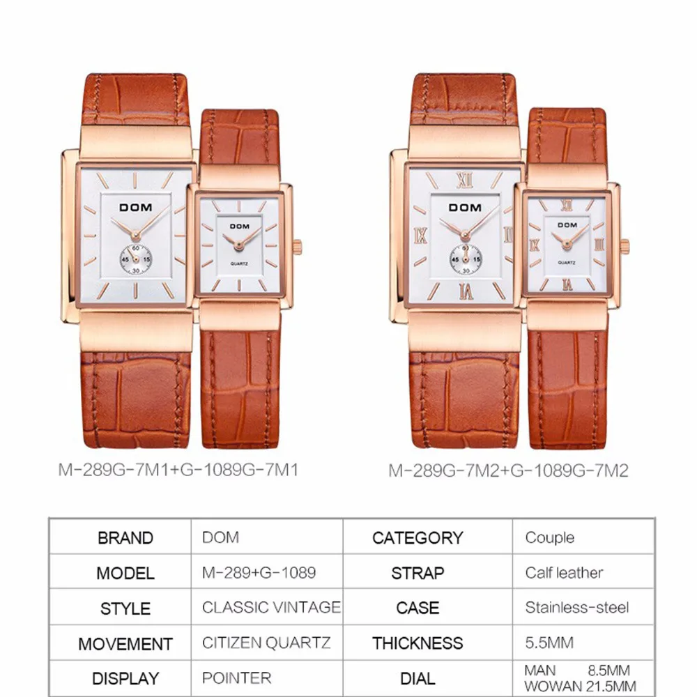 DOM марка роскошные мужчины и женщины одеваются старинные случайный кварцевые