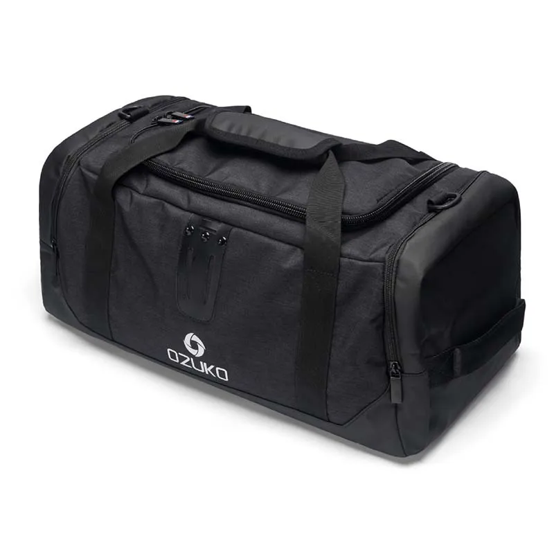 OZUKO New Multifunctional Large Capacity Men Travel Duffle Bag Waterproof Oxford Shoulder Bag Men's Backpack Luggage Handbags - Color: black