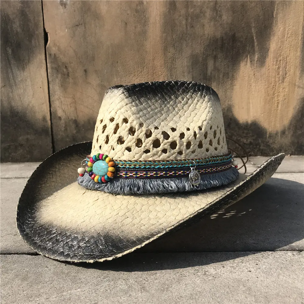Женская Ковбойская шляпа в ковбойском стиле летняя женская Sombrero Hombre с кисточками