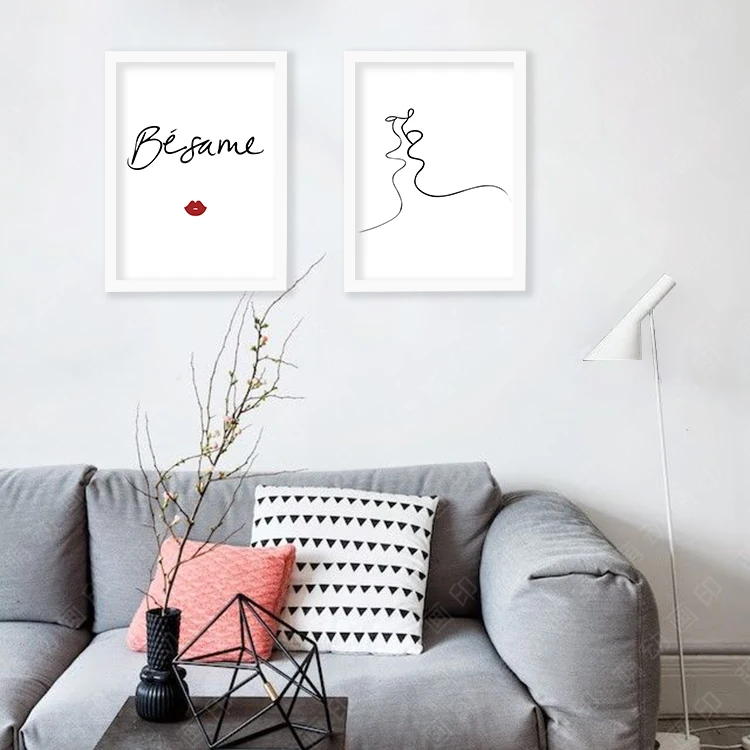 Дерево желаний черные простые линии плакаты с любовью декоративный настенный