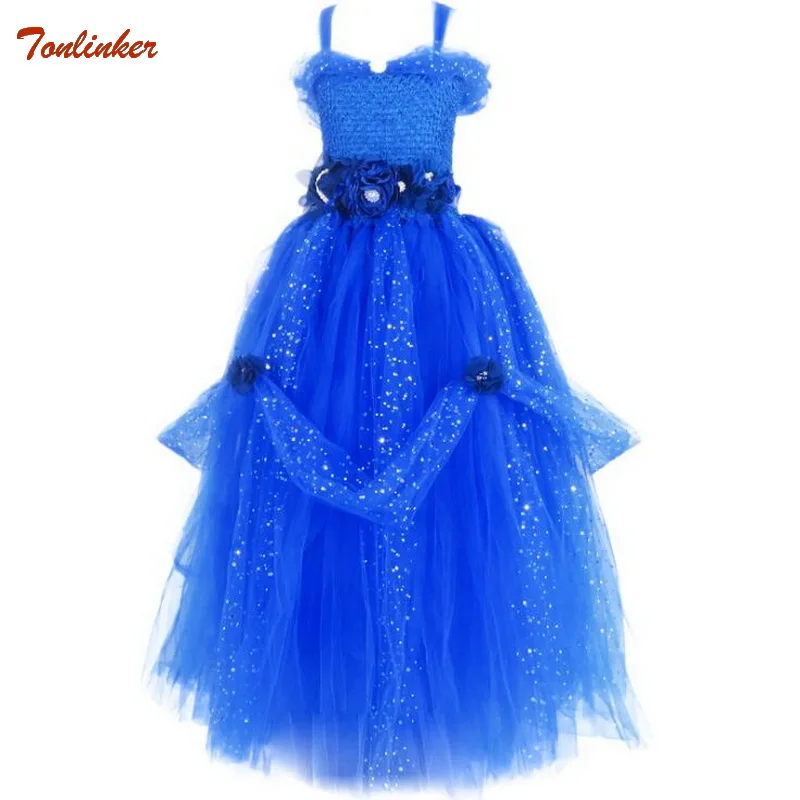 

Girls Princess Dress Up Cosplay Costumes Kids Rapunzel Puff Sleeve Sequin Long Dresses Children Christmas Birthday Party Clothes