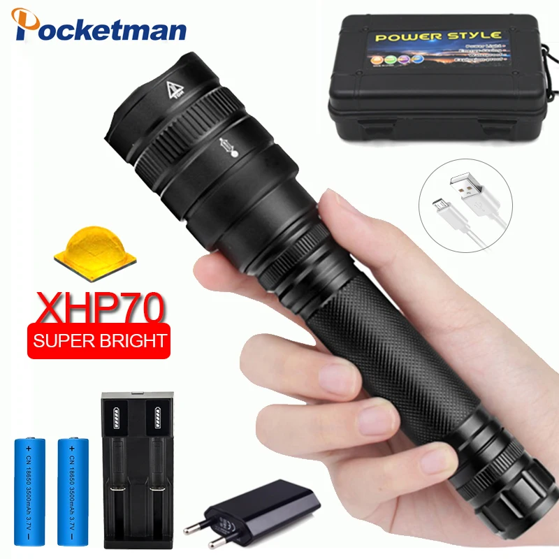 7500LumensXLamp xhp70.2 самый мощный светодиодный фонарик с зумом водонепроницаемый xhp50