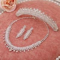 handmade 3pcs jewelry set wedding crystal bridal hair combs crown necklace earring set bridal wedding jewelry accessories set