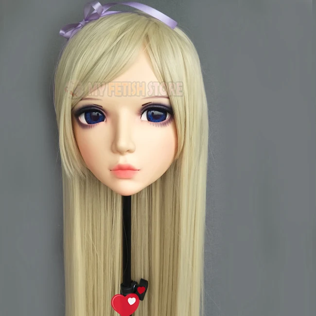 (Yan 05) Женская милая девочка резиновая полуголовая маска кигуруми с BJD глазами
