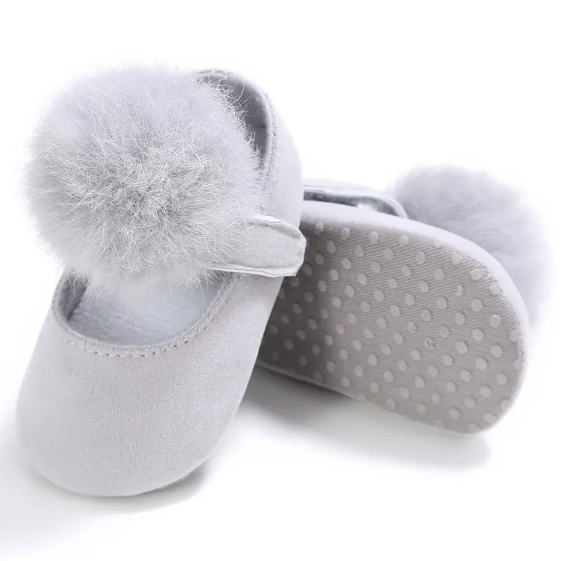 

First Walkers NEW Cute Hair Ball Baby Girls Shoes Infant Toddler Soft Crib Shoes 0-18 M