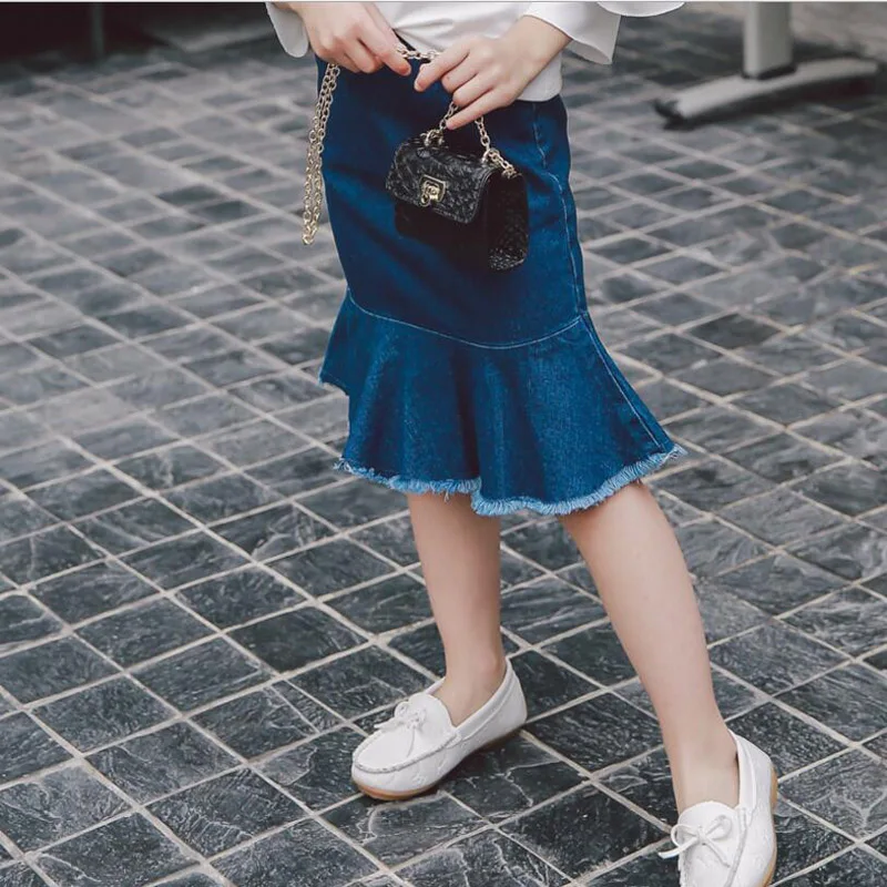 Рекламная акция детская джинсовая юбка русалки с цветочным рисунком для девочек