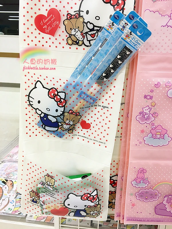 Японский симпатичный рисунок Hello Kitty 3 решетки для хранения подвесная сумка стены