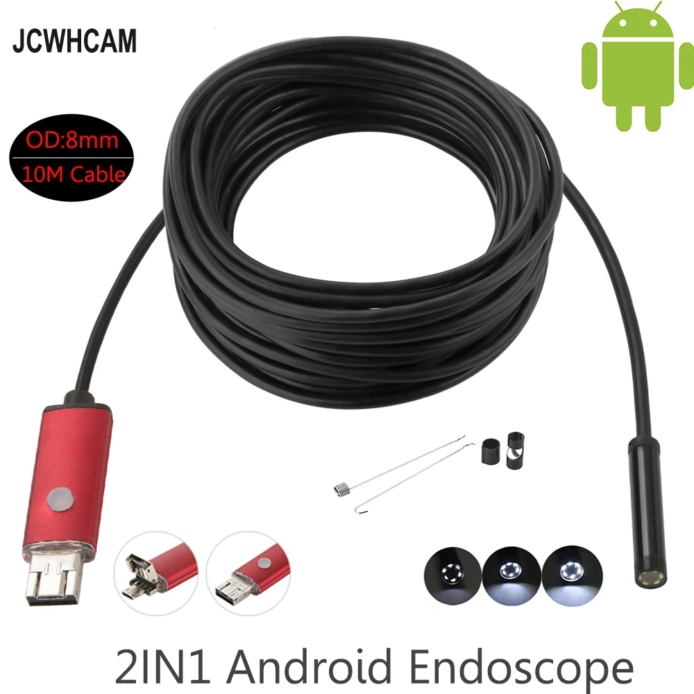 

JCWHCAM Endoscope 8MM Waterproof Endoscope HD USB Android Endoscopio Camera 720P Android Borescope USB Endoskop Inspection