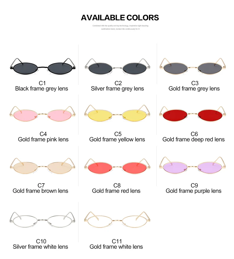 

2018 Fashion Brand Designer Vintage Small Oval Sunglasses Women/Men Retro Black Red Lens Eyewear Sun Glasses For Female UV400