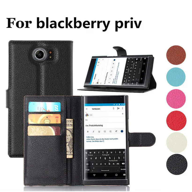 Кожаный чехол-книжка с магнитной картой для BlackBerry Priv Прямая 0822