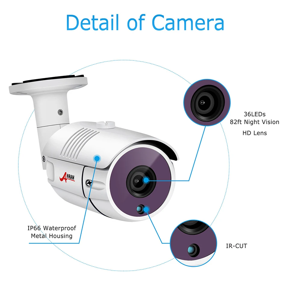 Новый ANRAN видеонаблюдения 2.0MP 8CH AHD DVR Системы комплект 4 шт 3000TVL 1080 P День Ночь