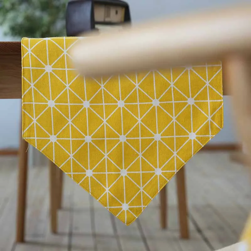 Simanfei 2019 новое поступление хлопчатобумажная льняная скатерть желтая Шахматная