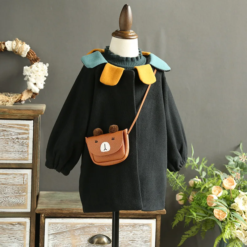 Пальто для девочек коллекция 2017 года осенне-зимняя новая Длинная шерстяная