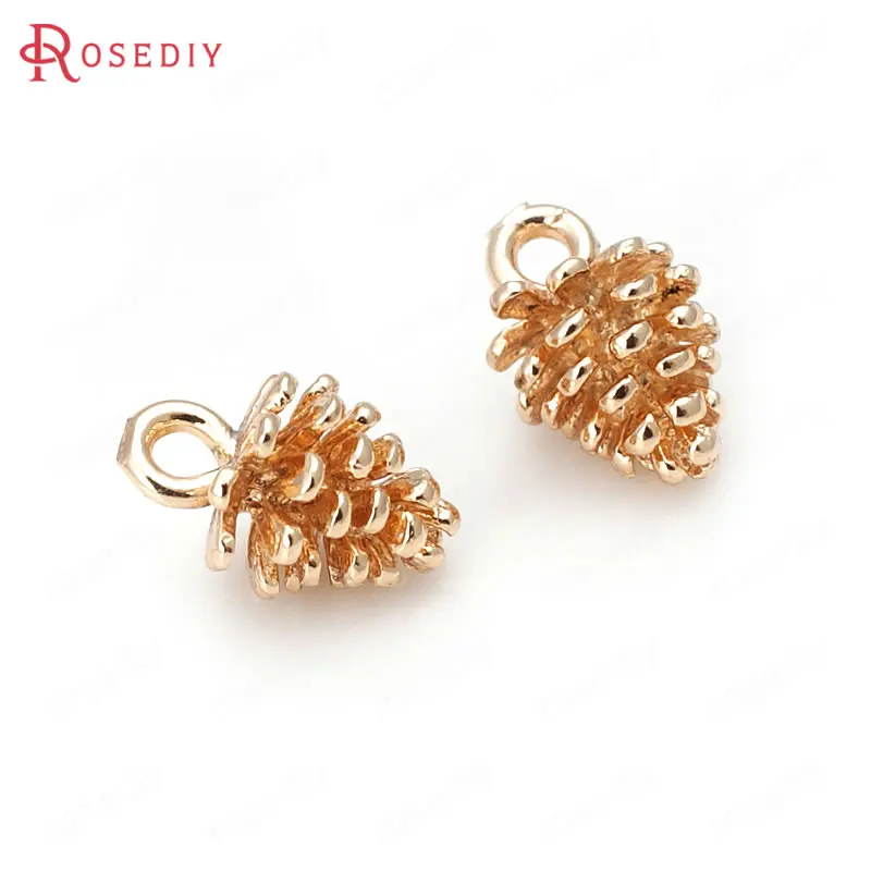 6PCS 8x12MM 24K Champagne Gold Color Plated Brass Small Pinecone Charms High Quality Diy Jewelry Accessories | Украшения и