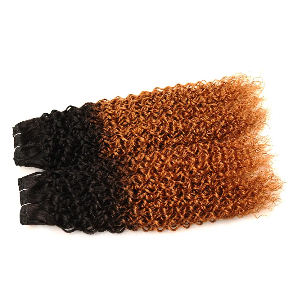Pinshair Ombre 1B 30 афро кудрявые вьющиеся волосы 4 пучка красный коричневый малазийские