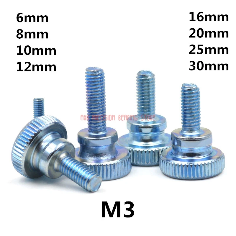 

50pcs M3 Carbon Steel thumb screw with collar high head with knurling manual adjustment screws bolt GB834 M3*(6/8/10~30) MM