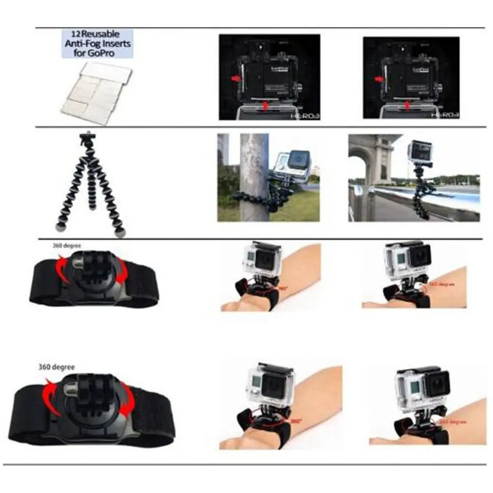 TOP For GoPro Go pro Hero 5 Accessories Set Kit Black 4/3+/3/2 1 | Электроника