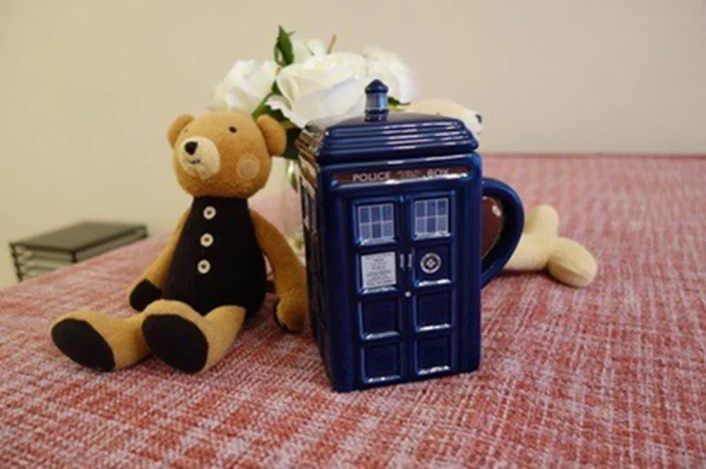 Креативный подарок Doctor Who Figural Tardis фарфоровая квадратная кружка кофейная чашка с покрытием и ложкой полицейская Коробка Форма