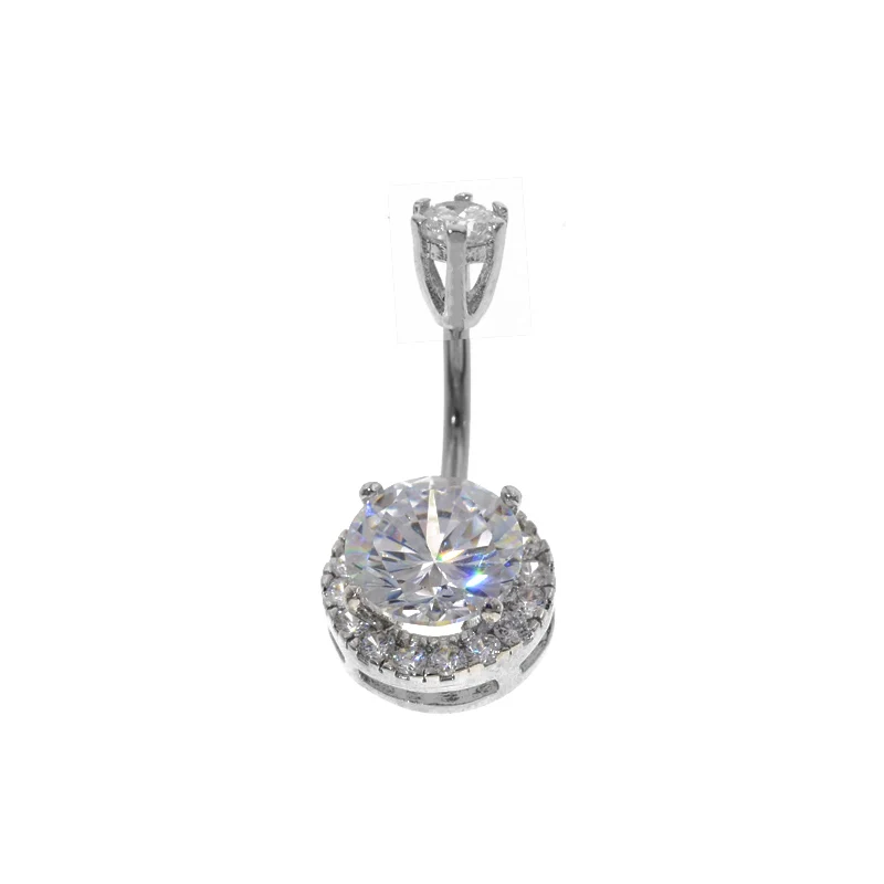 White 1 шт. Большой Циркон navelpiercing Nombril живота Бары пирсинг пупка серьги живота пирсинг тела ювелирные изделия-пирсинг - Окраска металла: White