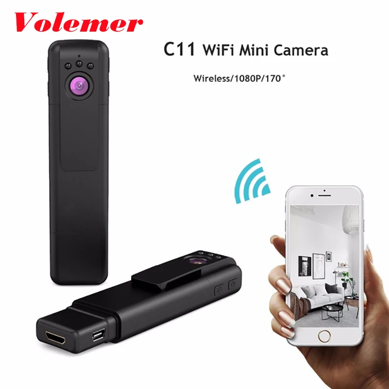 Volemer C11 Мини-камера HD 1080P Ручка Ночного Видения Wifi P2P Микро Видеокамера H.264 Аудио Записывающий устройство DV DVR Cam on.