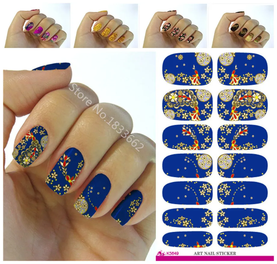 Гвозди книги по искусству стикеры Феникс дизайн цветы Декор синий 3d Маникюр