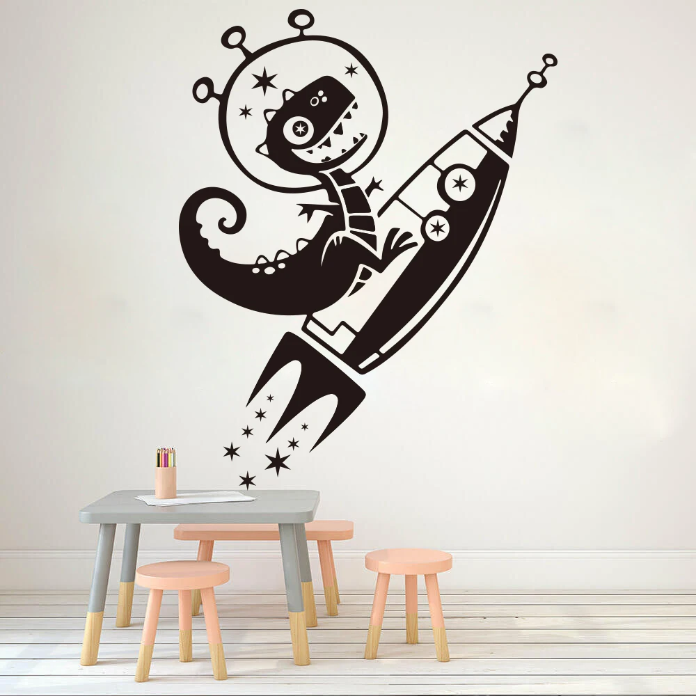 

Large Dinosaur Rockets Star Wall Sticker Kids Room Bedroom Cartoon Dino Rocket Space Wall Decal Living Room Vinyl Home Decor Art