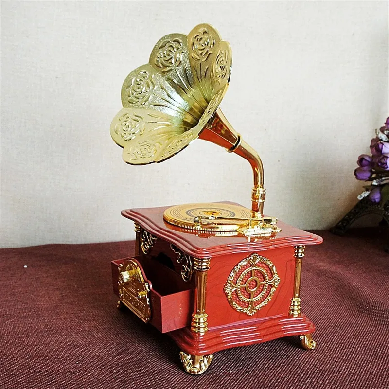 2018 Винтаж DIY Граммофон Музыкальная Шкатулка орнамент ретро декоративная