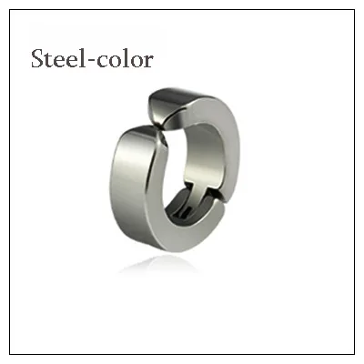 Stell-color 1 шт., серьги на клипсах для ушей, не пирсинг, поддельные серьги для мужчин, круглые серьги, модные ювелирные изделия в стиле панк-рок - Окраска металла: Stell-color