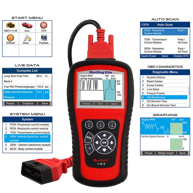 AUTEL Diaglink MD802 OBD2 сканер все системы автомобильный диагностический инструмент