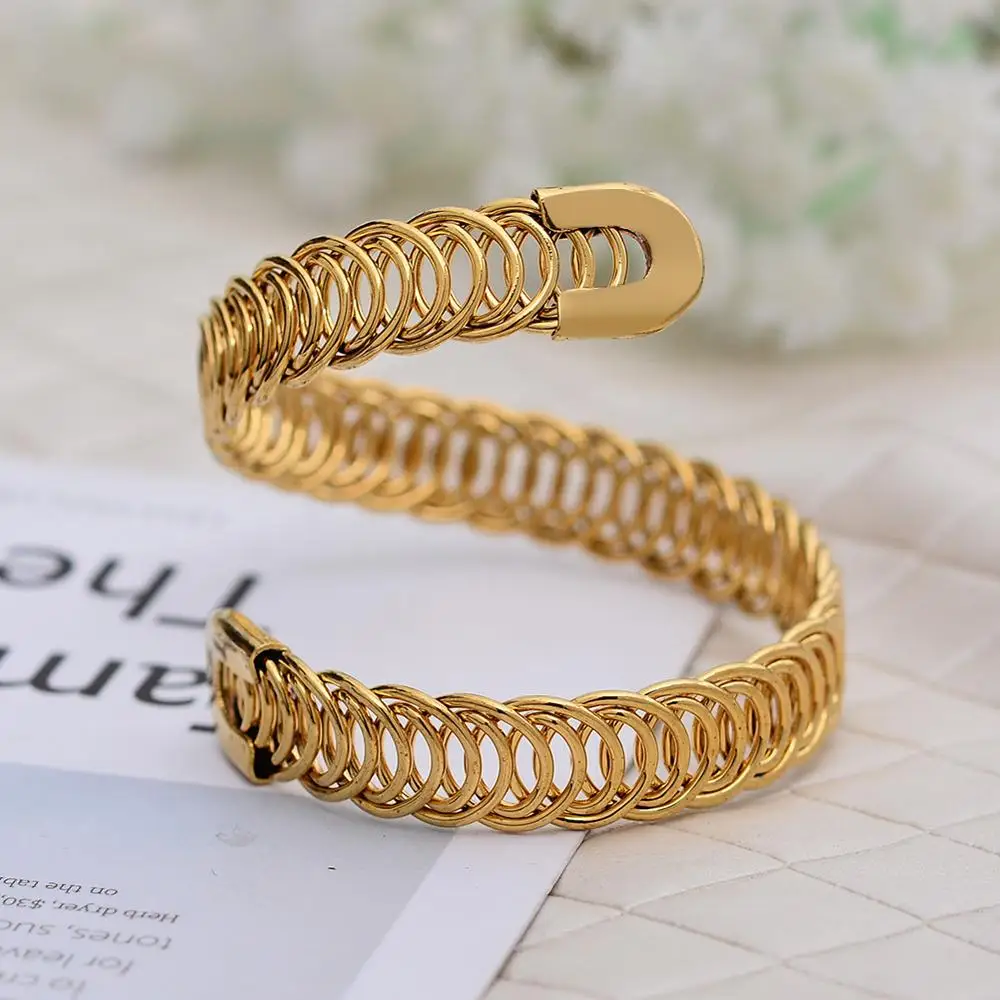 

Gold Color Bangles India African Children Bracelet Stretchable Bracelet