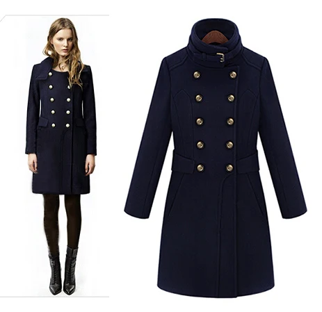 Красивая Женская двубортная шерстяная куртка средней длины универсальное
