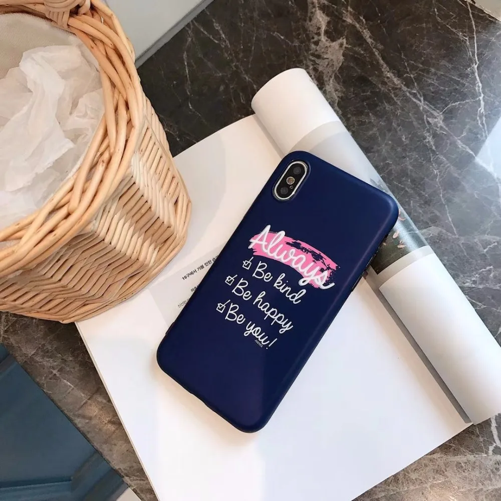Чехол для мобильного телефона с надписью Apple iphone 6 6s 7 8 Plus X XR XS Max синяя задняя