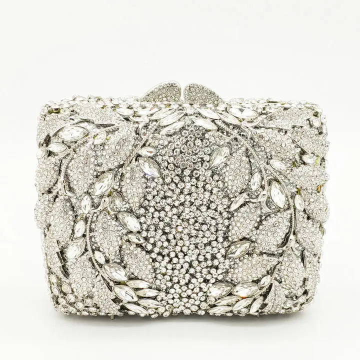 Silver Flower Bag Boutique De FGG полый цветок Для женщин золото вечерняя сумка-клатч со стразами вечерний клатч в стиле minaudiere Свадебный вечерний коктейльный Алмаз сумочка и кошелек - Цвет: Silver Flower Bag