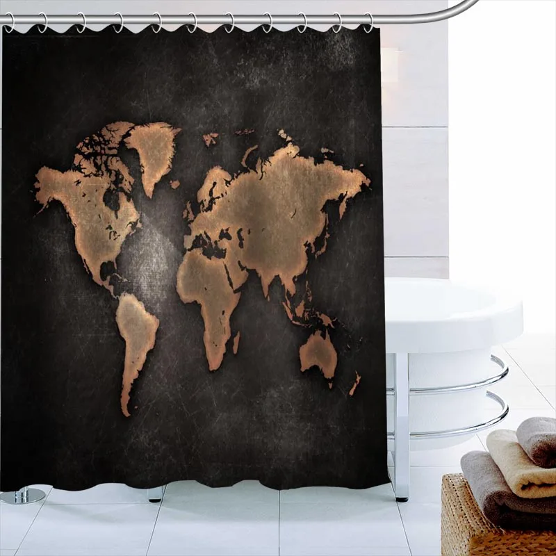 World Map Custom Shower Curtain 3D Waterproof Polyester Fabric Bath High Defintion Printing 12 Hooks For The Bathroom | Дом и сад
