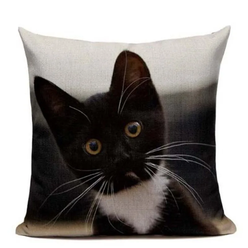 Новинка льняная наволочка для подушки черная белая ручная роспись желтая милая