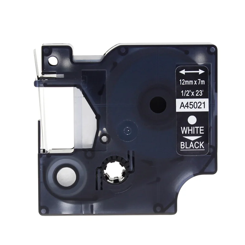White On Black Смешанный цвет совместимый с DYMO D1 ленты этикеток 45013 45010 45014 12 мм черный на белом принтере ленты для производитель этикеток 280 210D 420P - Цвет: White On Black