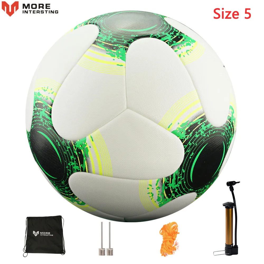 R-Green White Size 5 Офисный футбольный мяч, размер 4, размер 5, бесшовный футбольный мяч с насосом, Gif, подростковые тренировочные мячи, futbol voetbal - Цвет: R-Green White Size 5