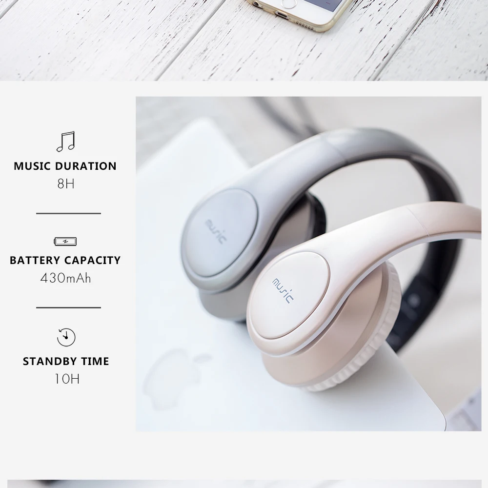 Picun P7 Беспроводное Bluetooth Наушники Музыка Тяжелый Бас Гарнитуры С Микрофоном