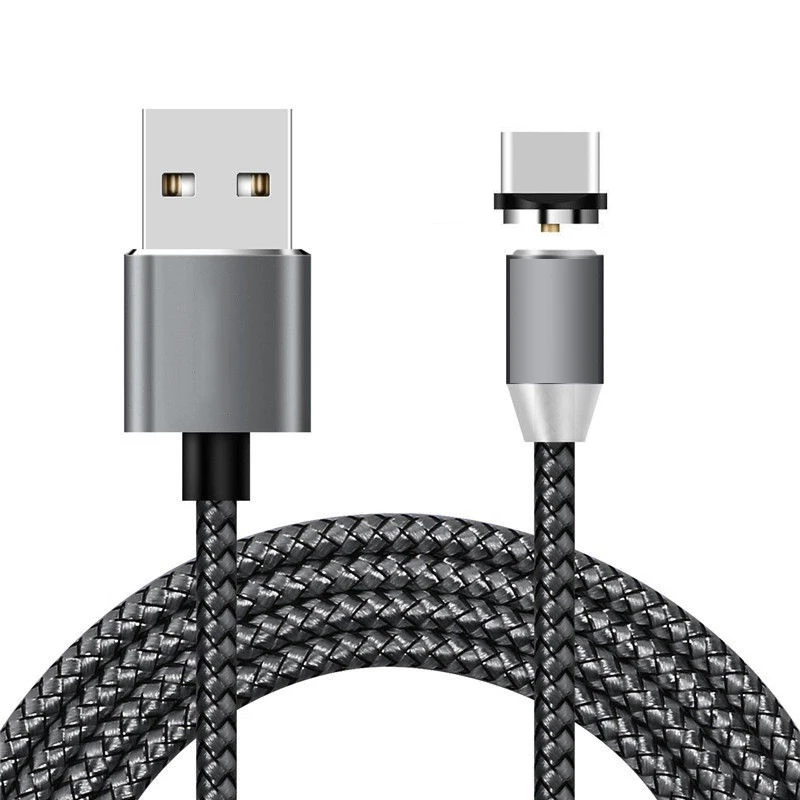 Магнитный кабель зарядный Магнит Micro usb type C кабель для передачи данных кабели для телефонов зарядное устройство для iphone 7 X huawei P30 pro P20 lite - Цвет: Gray