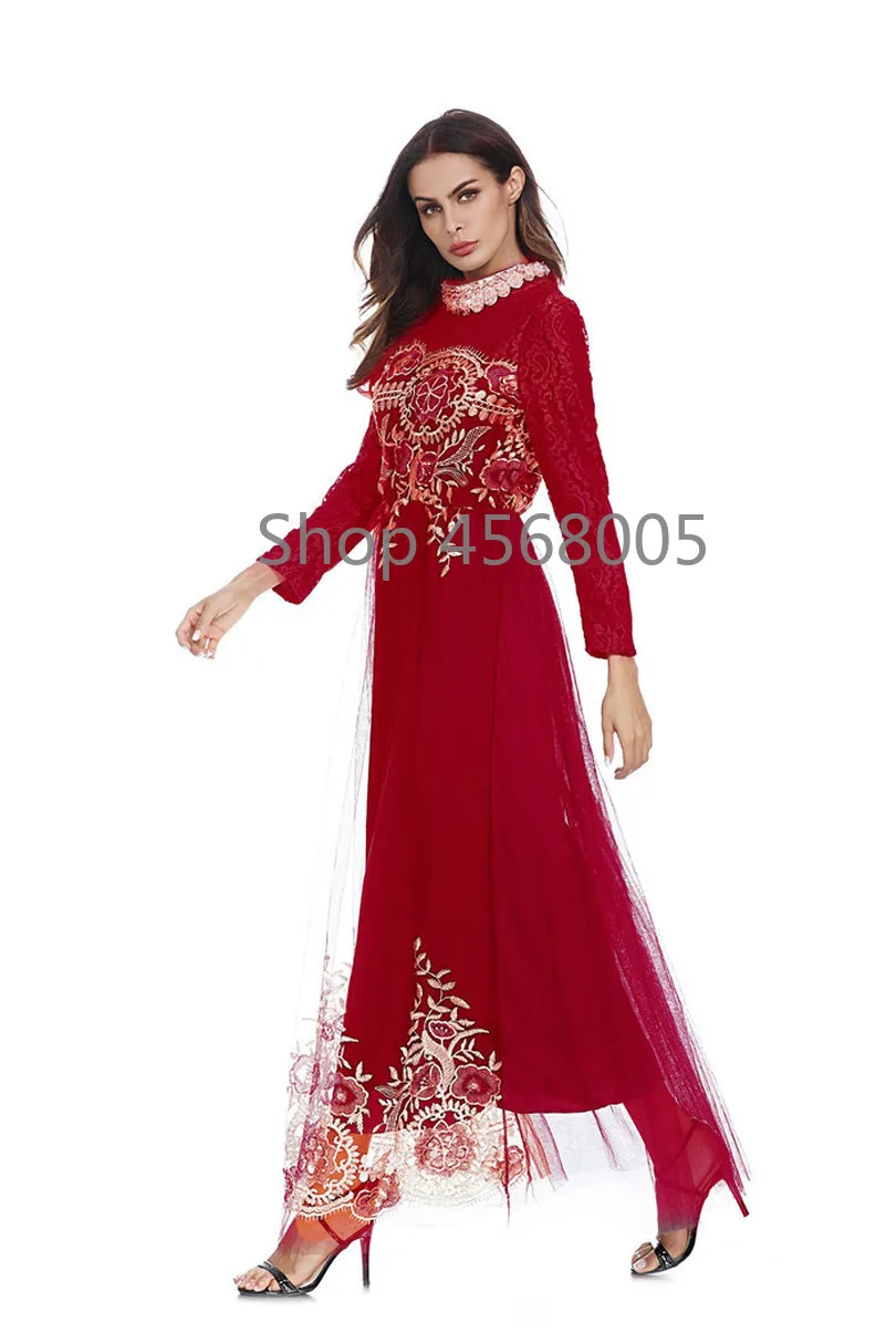 Новое Элегантное мусульманское платье abaya кружевное сшитое мусульманская одежда