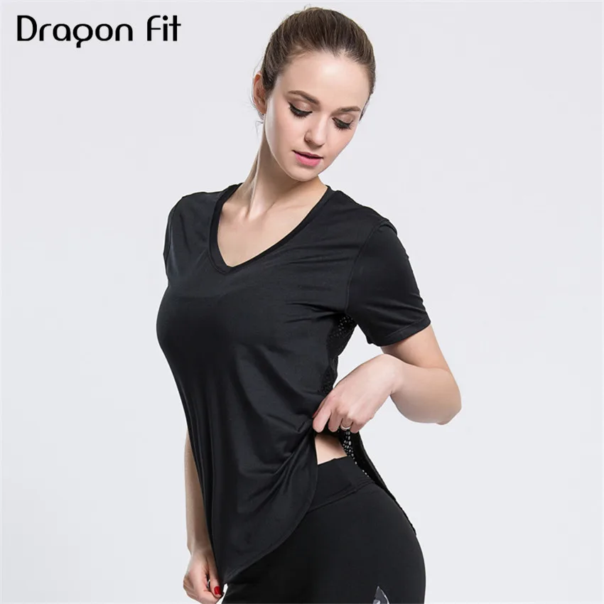Женская дышащая эластичная футболка Dragon Fit из сетчатой пряжи в стиле пэчворк