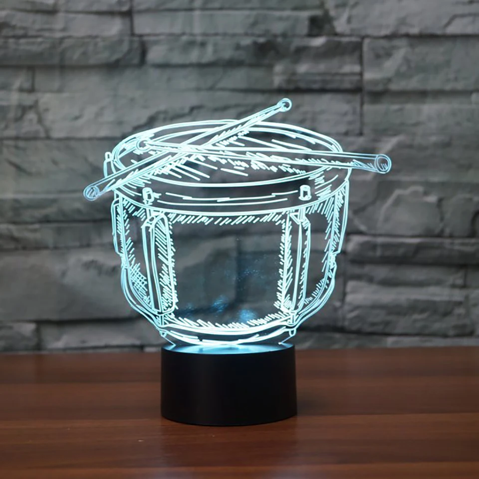 Сенсорный 3D светильник 7 цветов музыкальный инструмент барабан светодиодный