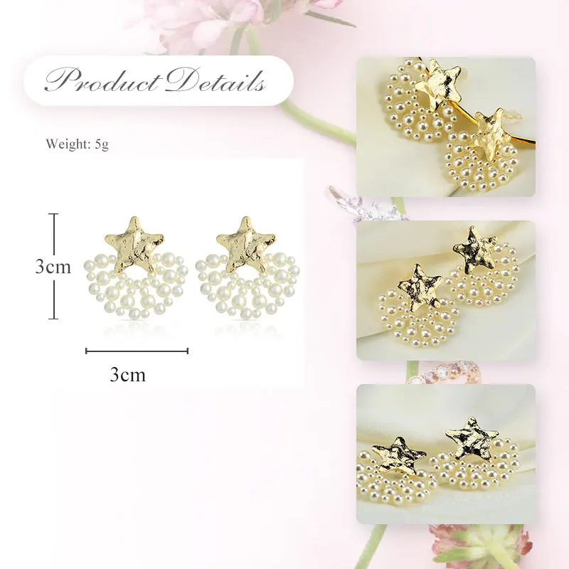 Женские серьги-гвоздики с имитацией жемчуга UMODE классические серьги золотого