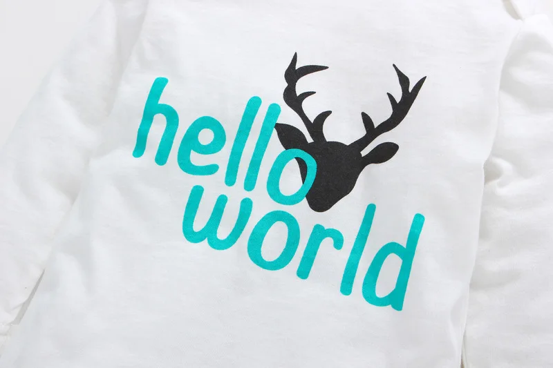 Одежда для новорожденных девочек костюм из 3 предметов с надписью Hello World топом
