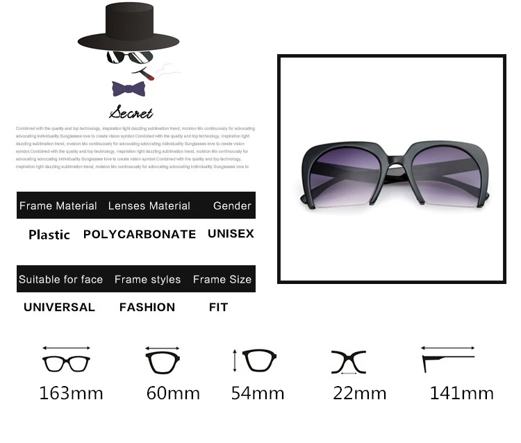 Роскошные полукадр солнцезащитные очки для женщин 2016 новый бренд дизайнер мода