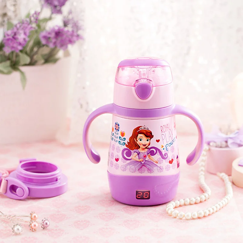 Disney детская соломенная бутылка для воды из нержавеющей стали с ручкой на дисплей температуры воды бутылки