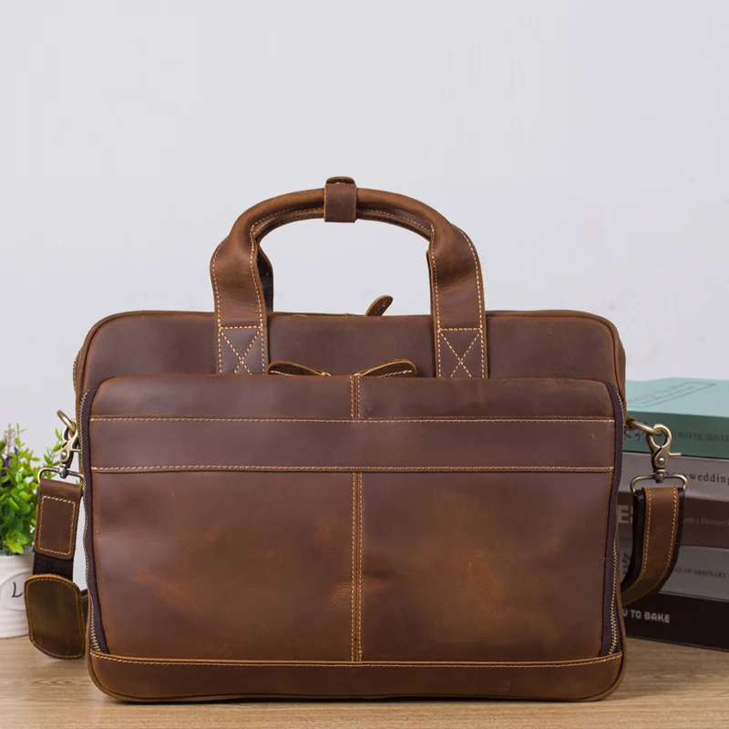 Роскошная натуральная Crazy Horse кожаная мужская сумка большая 15 &quotСумка для