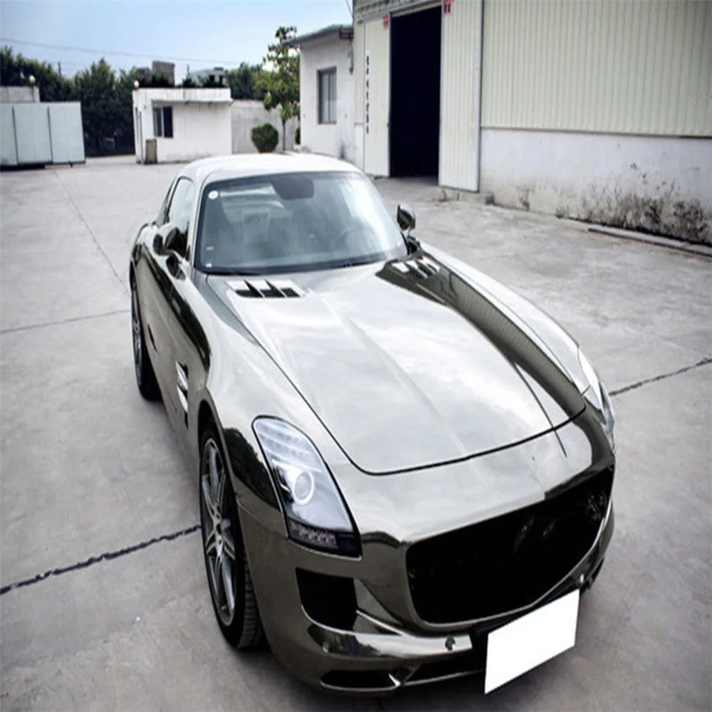 High Quality Stretchable Chrome Black Vinyl Wrap Sheet Roll For Car Wrapping Air Free Bubble 1.52m x 1m |