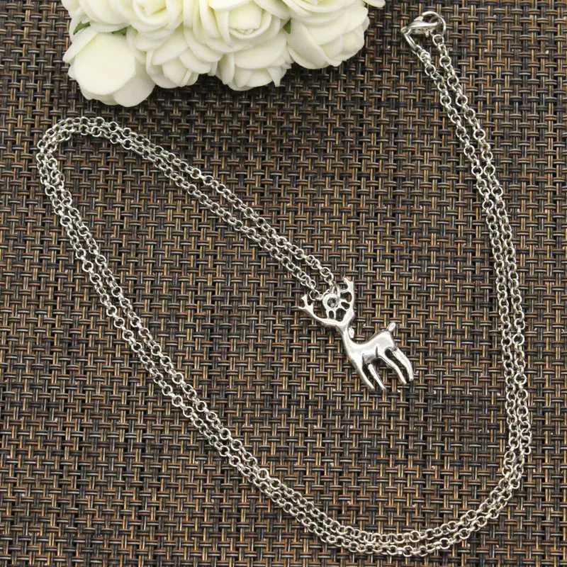 New Fashion Tibetan Silver Pendant Christmas deer sika Choker Charm Short Long DIY Necklace Factory Price Handmade jewelry